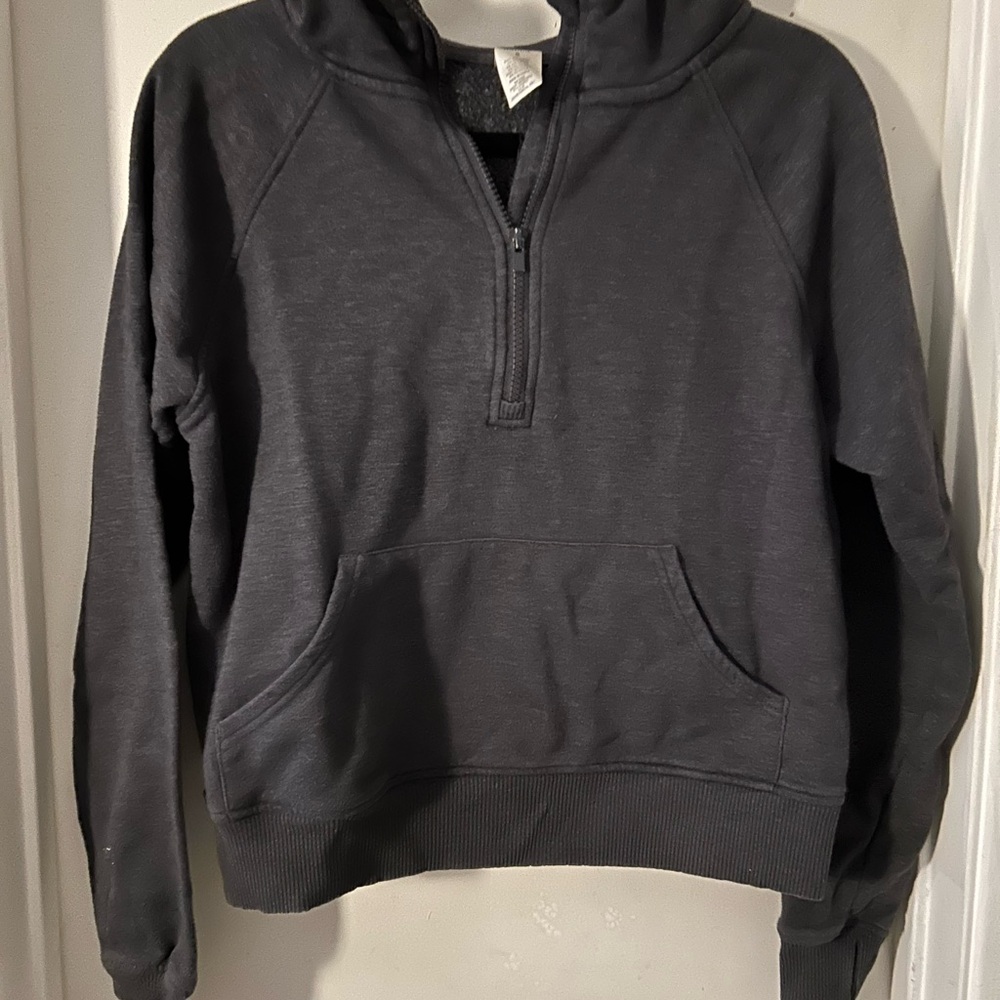 Cropped Gray Half-Zip Sweater